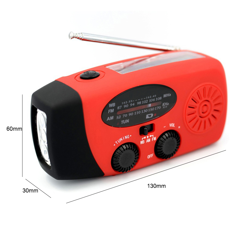 Radio meteorológica portátil, linterna LED, Radio manual, manivela Solar AM/FM/NOAA, Radio meteorológica, linterna de emergencia