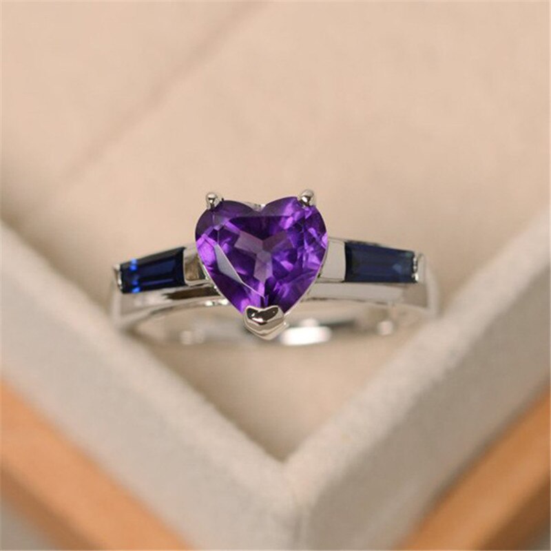 ZN 2021 New Fashion Women Love Heart Purple Zircon Finger Ring anello di fidanzamento per matrimonio per regali di gioielli da donna