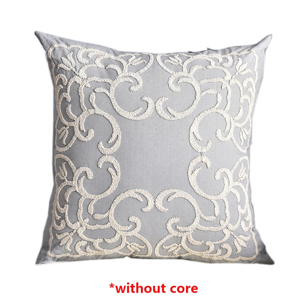 Funda de almohada de estilo bohemio, cubierta de cojín bordada de hilo de cuerda de color Beige europeo, decoración del hogar de lino y algodón, funda de almohada étnica de 50x50cm: C
