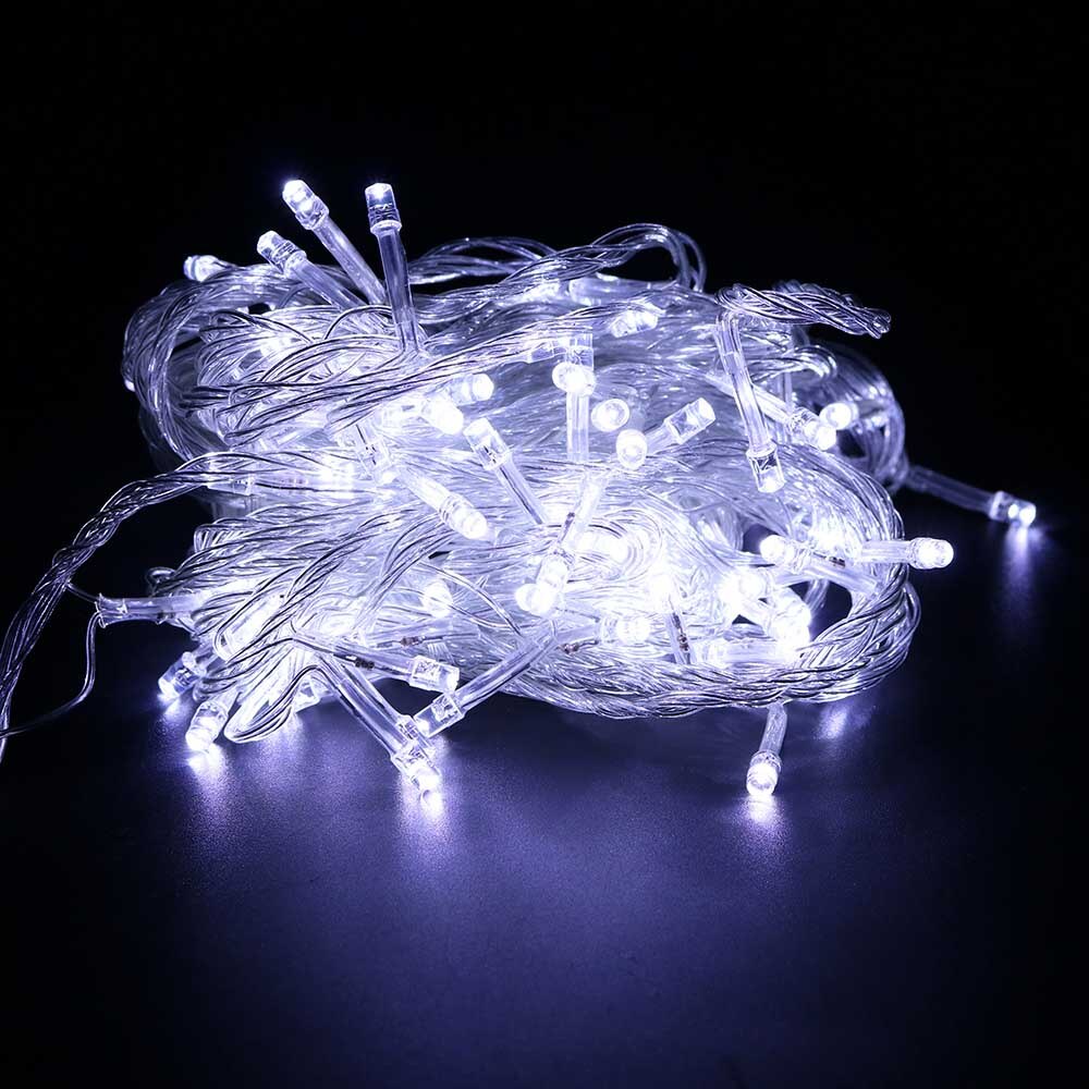 10Meter Led String lights 100Leds with Controller for Christmas tree House courtyard Party Garden Decor 110V/220V Q: White / 220V EU Plug