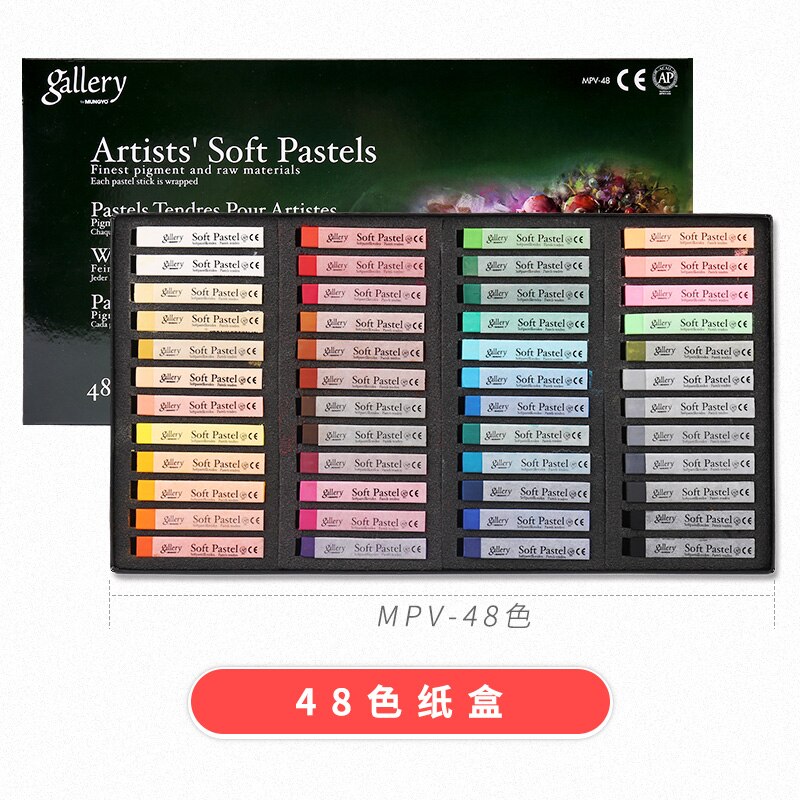 Mungyo mpv galleri bløde pasteller 12 24 36 48 farvede kridt pastelfarvning farveblyanter papkasse diverse sæt kunst tegning: Mpv -48
