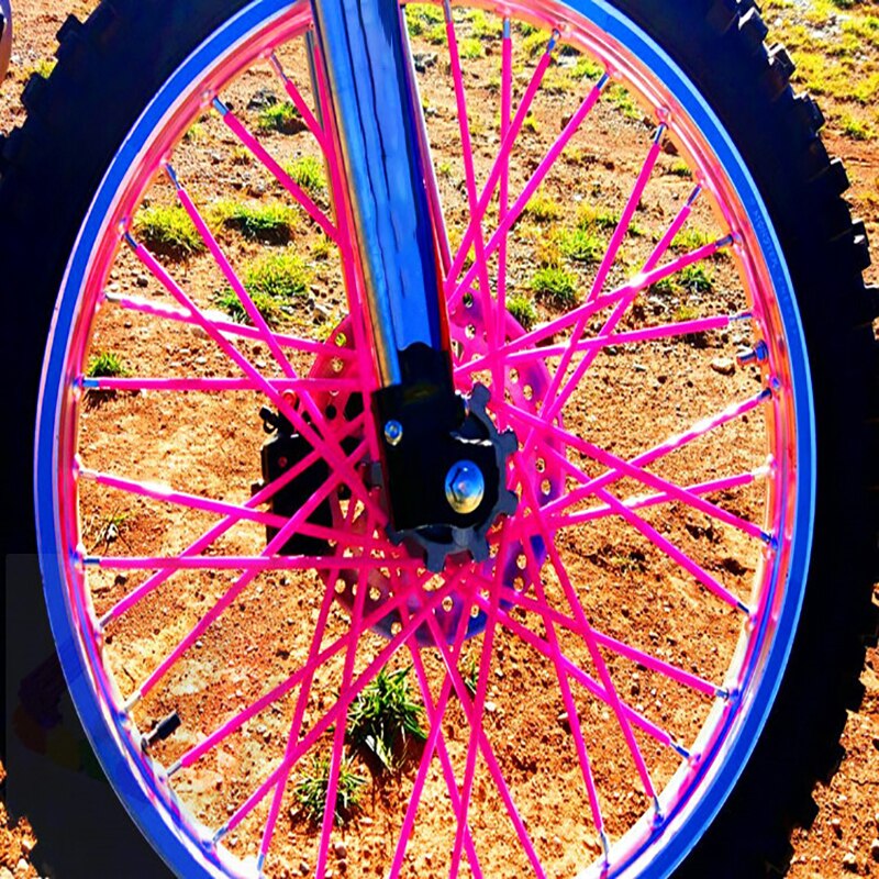 Llanta de rueda de motocicleta de 24cm, tubo fluorescente de radios, cubierta protectora de rueda de moto de cross, radios decorativos, 72 unids/set por juego