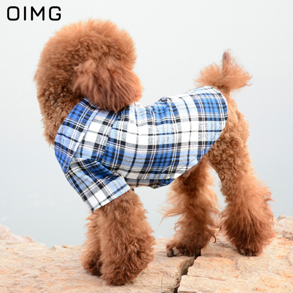 Oimg Samll Honden Kleding Klassieke Hond Blouse Zachte Katoen Huisdier Plaid Shirts Tops Lente Herfst Pug Teddy Teckel Huisdier Kleding