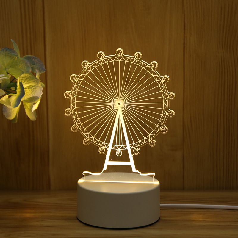 für Freundin Freund 3D Hologramm Lampe USB Acryl Lichter Romantische Liebe Jahrestag Vorhanden Valentinstag: Ferris Rad