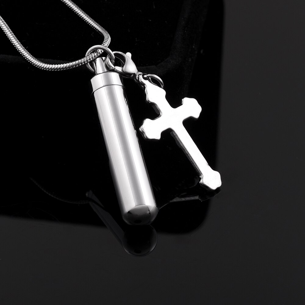 DIY Kreuz Charme und Parfüm Flasche 316L Edelstahl Memorial Asche Andenken Einäscherung Schmuck Anhänger Halskette, Asche Halter