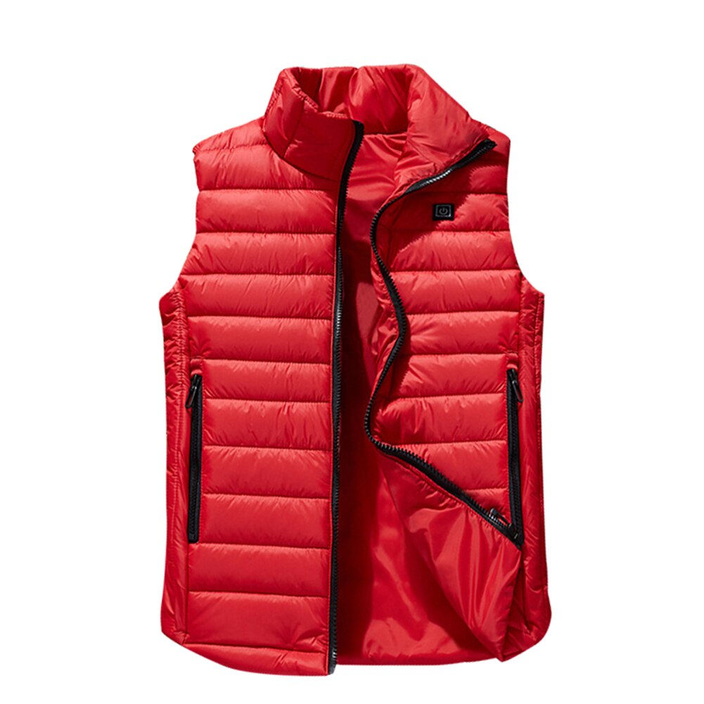 Unisex opvarmning opvarmet vest usb opladning polstrede jakker smart opvarmning hætte vest frakke  h7jp: Rød / 4xl