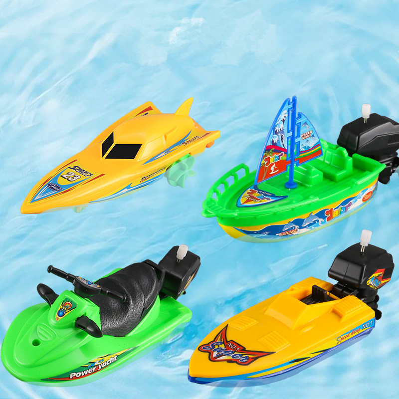 1pc- speed båd skib wind up legetøj flyde i vand børn legetøj klassisk urværk legetøj sommer brusebad legetøj til børn drenge