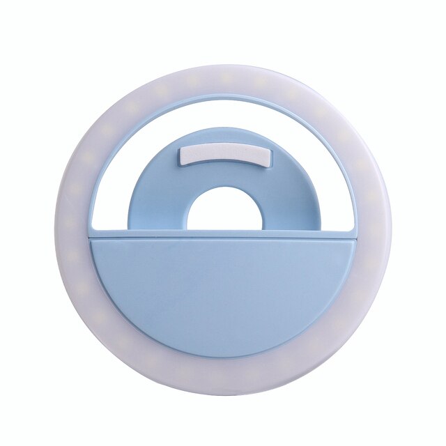 Draagbare Selfie Ring Licht Telefoon Flash Vullen Licht Led Camera Clip-On Telefoon Selfie Lamp Video Enhancing Up usb Oplaadbare: Blue