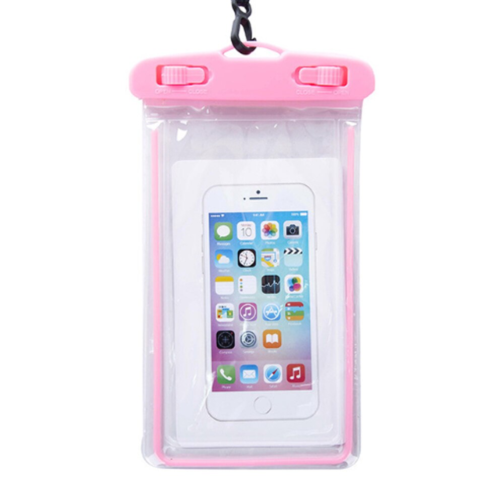 Zwemmen waterdichte tas met lichtgevende onderwater tas mobiele telefoon geval voor alle modellen 3.5 inch-6 inch: Roze Kleur