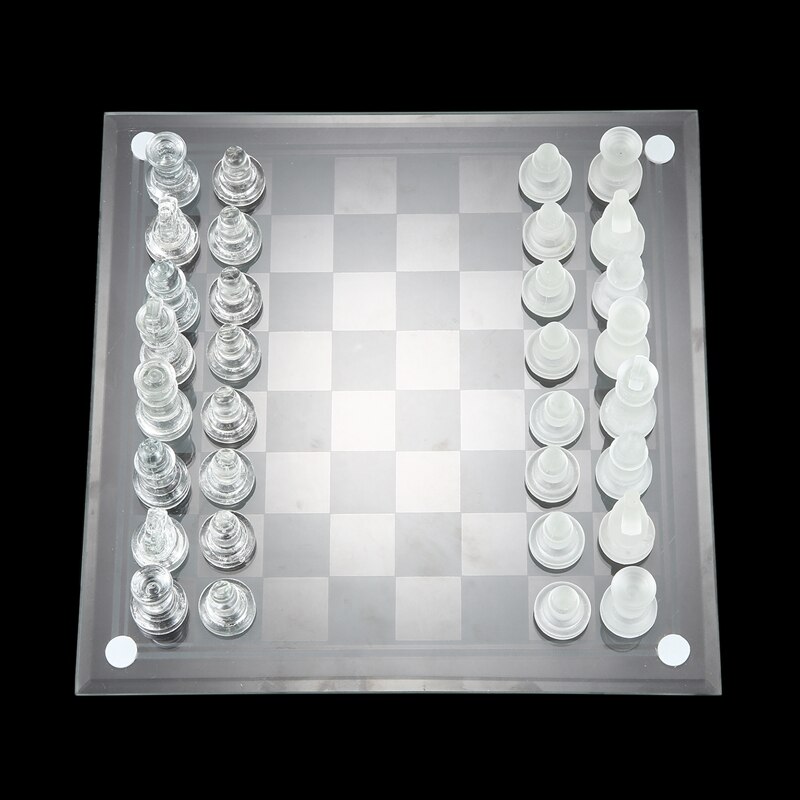 8 Inch International Chess Game,Complete Glass Chess Set 32 Pieces Game & Board Play