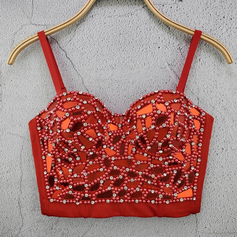Vuxen jazz dans kostym spegel kläder sexig väst topp amerikanska kläder scen fest rave wear dj gogo prestanda outfit 991