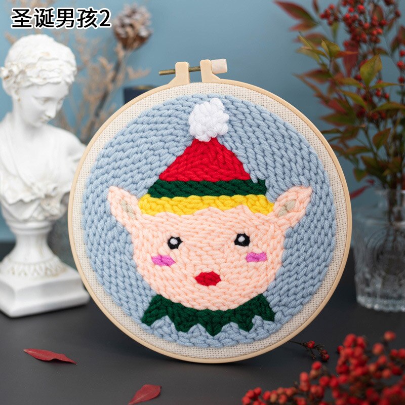 Kit de broderie pour débutants, matériel de bricolage , paquet de matériel de broderie, Kit de poinçons à l'aiguille, fournitures de broderie artisanale: XmasBoy2