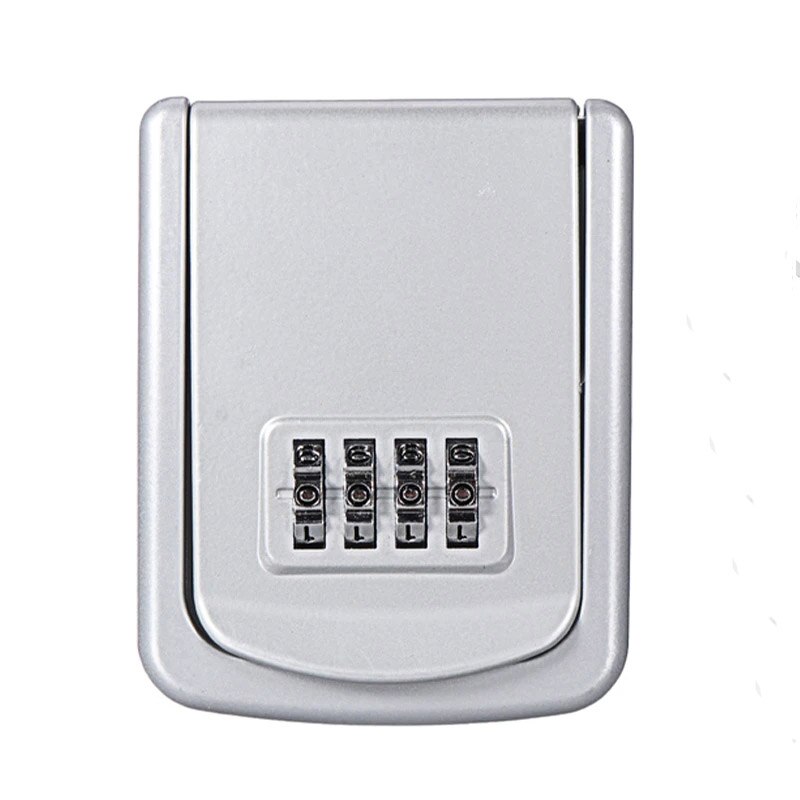 4 Digit Combination Durable Key Storage Box Wall Mounted Safety Key Box Large Storage Capacity Safety Lock Box: silver
