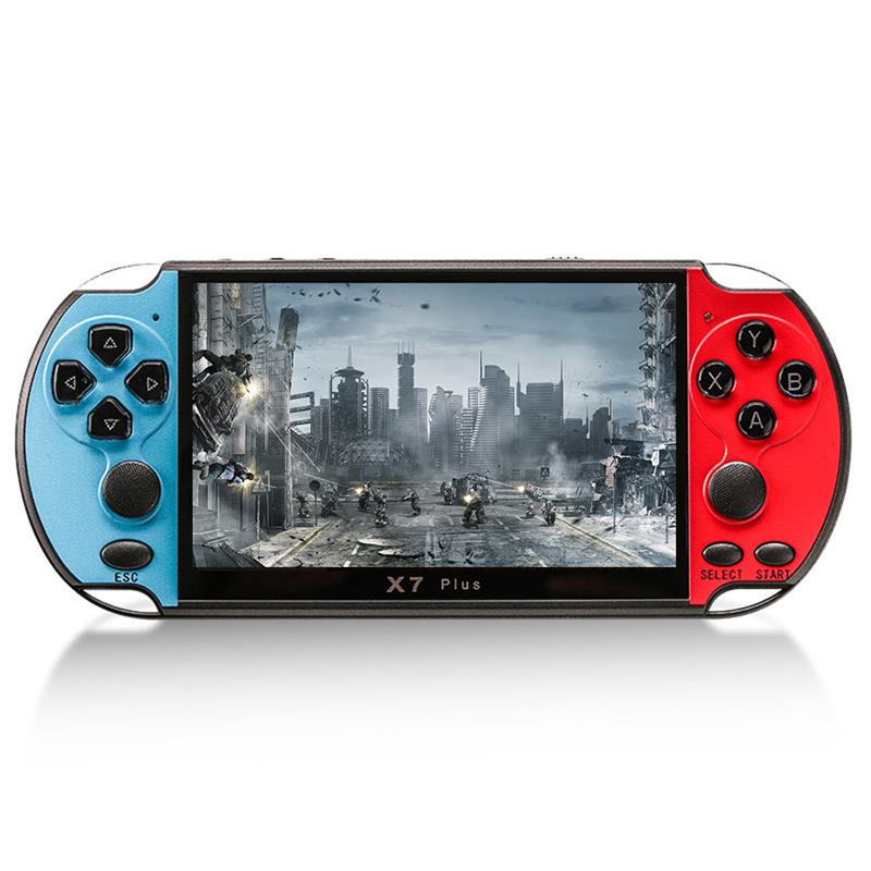 X7 Plus de consola de juegos Retro doble balancín 5,1 pulgadas Hd LCD portátil de 8G películas consola de juego Built-in10000 juegos