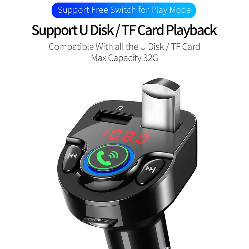 Bluetooth FM Transmitter Car Mp3 Player Wireless FM Modulator Handsfree Bluetooth Car Kit Support TF Card