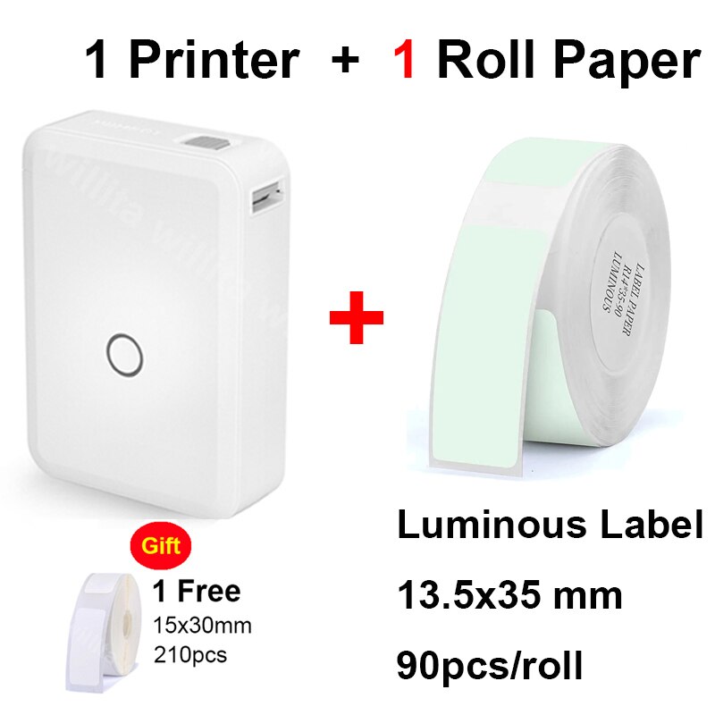 Niimbot D110 D11 Labeling Machine Printer Luminous D110 Label Paper Luminous D110 Label Sticker Printer Switch Sticker Printer: Printer Add 1 Roll