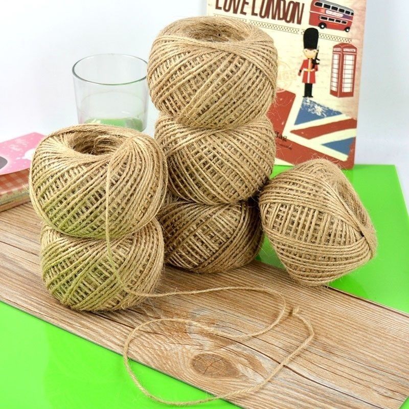 Natural Decor 90m Craft Twine Hemp Burlap String Twisted Jute Cord Rope Durable Rope Hanging Ornaments and Decoration