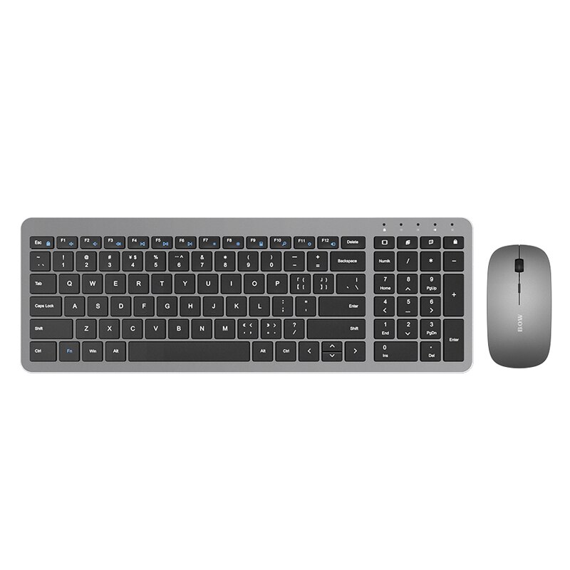 B.O.W Wireless Keyboard for Computer, Rechargeable Mouse Combo Compact Whisper-Quiet Keyboard Kits with 2.4Ghz Nano Receiver: Gray combo