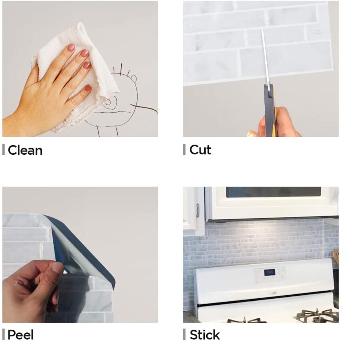 Wall Stickers 3D Ceramic Tile Stickers Floor Decal Wall Posters Convenience for Kitchen Bedroom Living Room