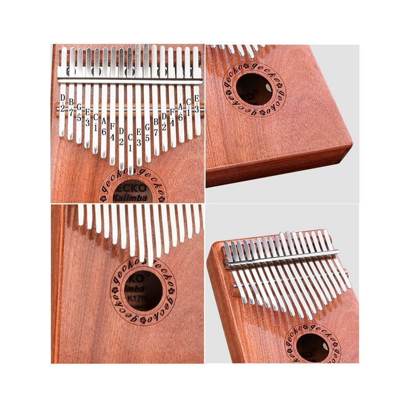 GECKO-K17R Kalimba de 17 teclas, instrumento de música de percusión para dedo pulgar, Piano, para niños y adultos,