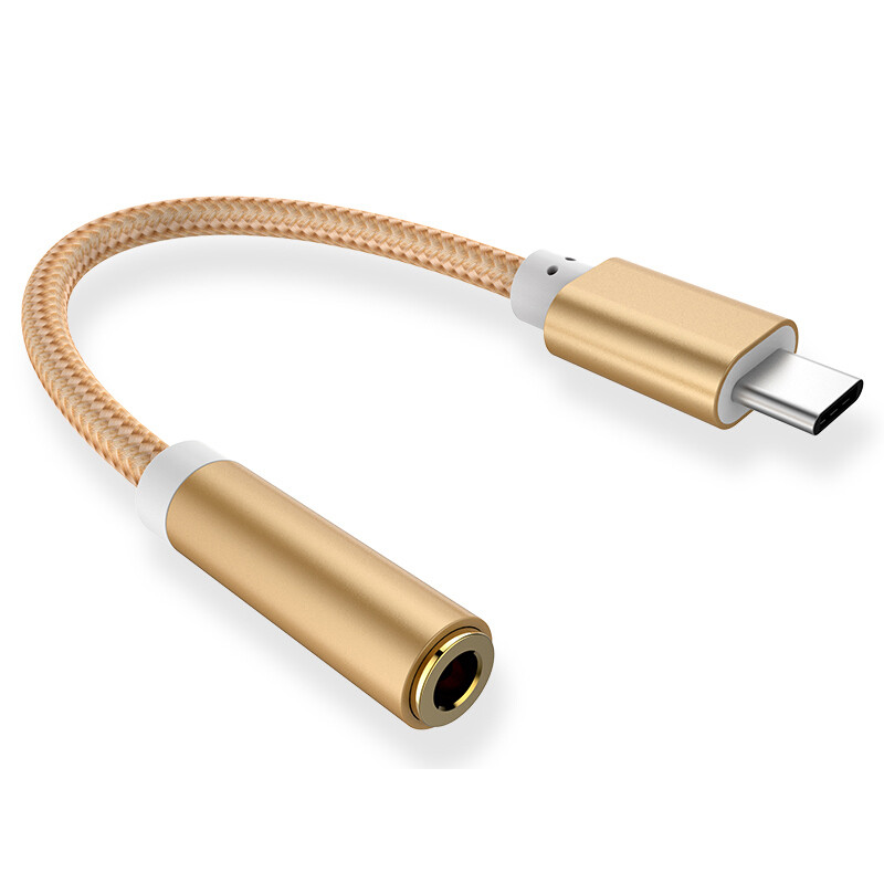 USB-C Type C Naar 3.5Mm Aux Audio Oplaadkabel Adapter Splitter Headphone Jack D: gold