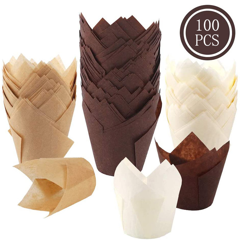 50/100150 Pieces Tulip Baking Cup Cake Cups Muffin Baking Liners Holders Rustic Cupcake Wrapper Baking Paper Parchment Paper