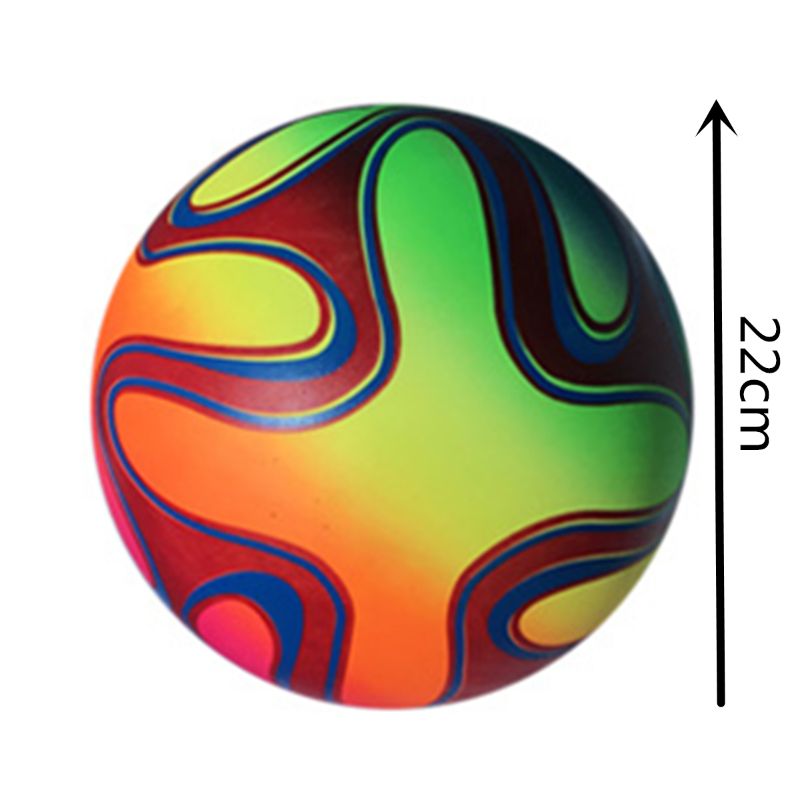 Rainbow Inflatable Ball Football Rubber Ball Beach Pool Play Early Education BX0D