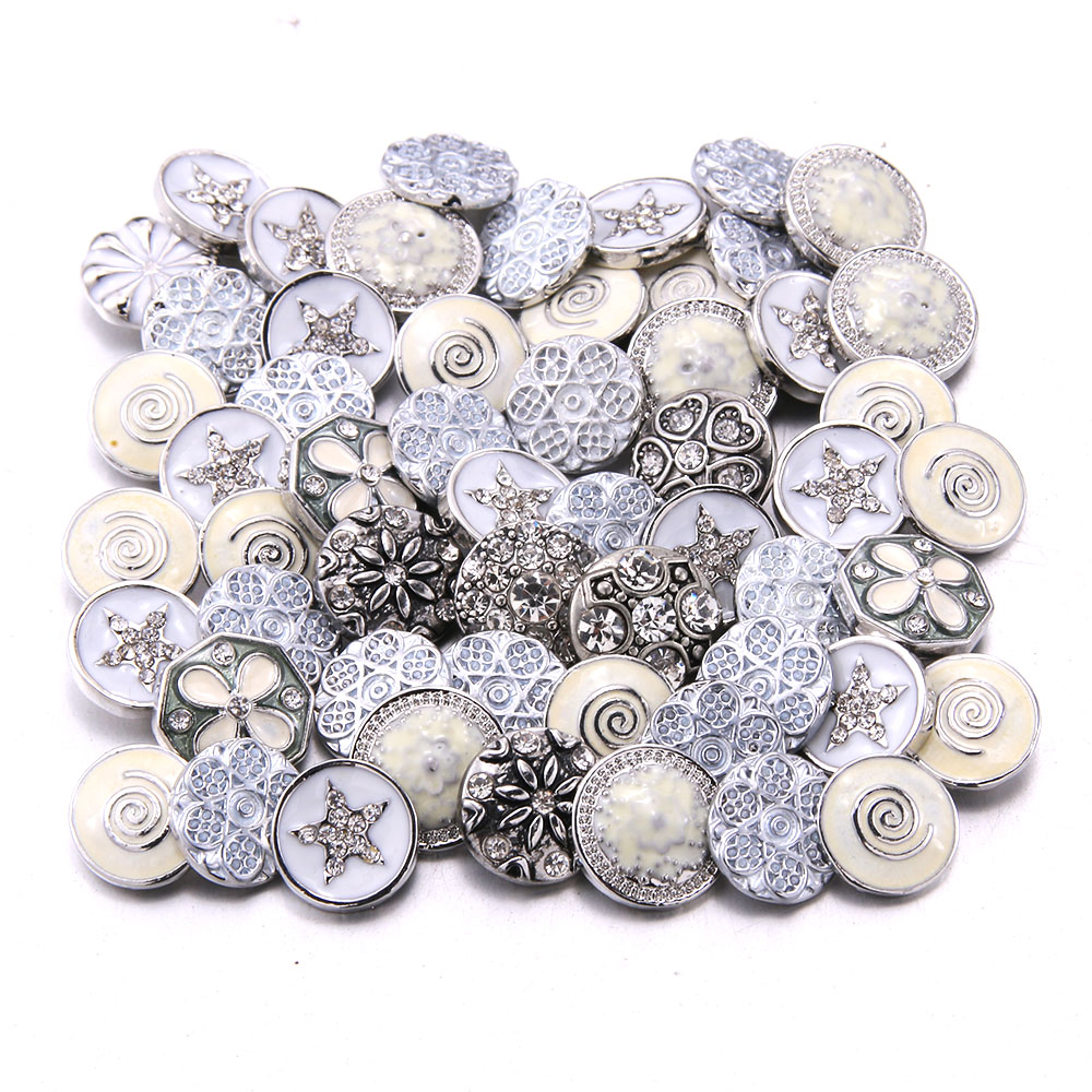 Lot de 10 boutons à pression en métal pour Bracelet, Style, mélange de bijoux, 12mm, strass fleur, Mini boutons pression pour Bracelet