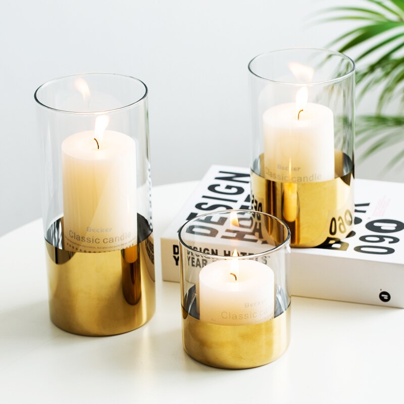Oro nórdico moderno soportes para Velas de boda vela de jardín de al aire libre Porta Velas hogar Decoración BW50ZT