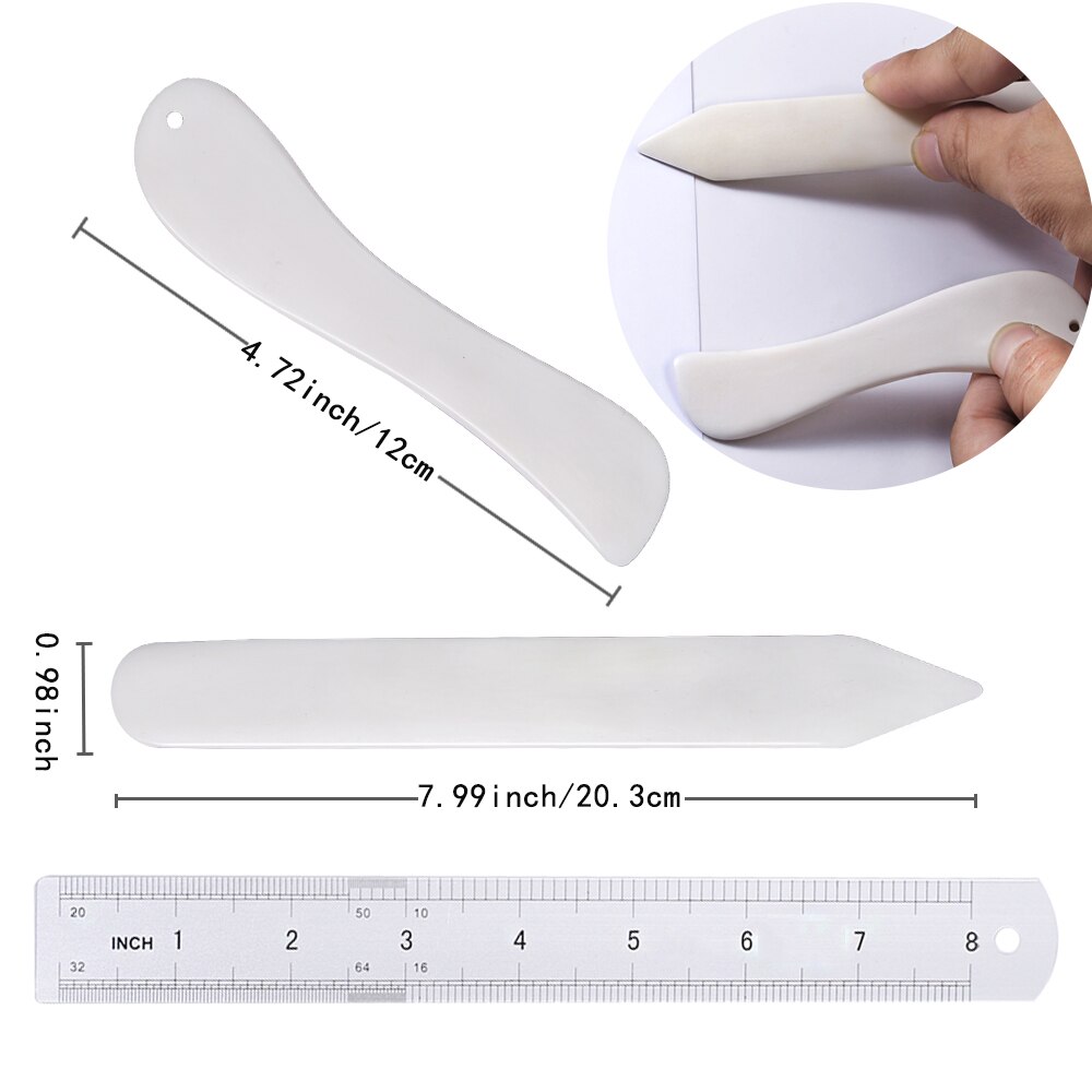 LMDZ 32Pcs Hand Bookbinding Tools Kit Edged Scoring Folder Sewing Thread Ruler Needles Tool Set for Bookbinding Bone Folder Set
