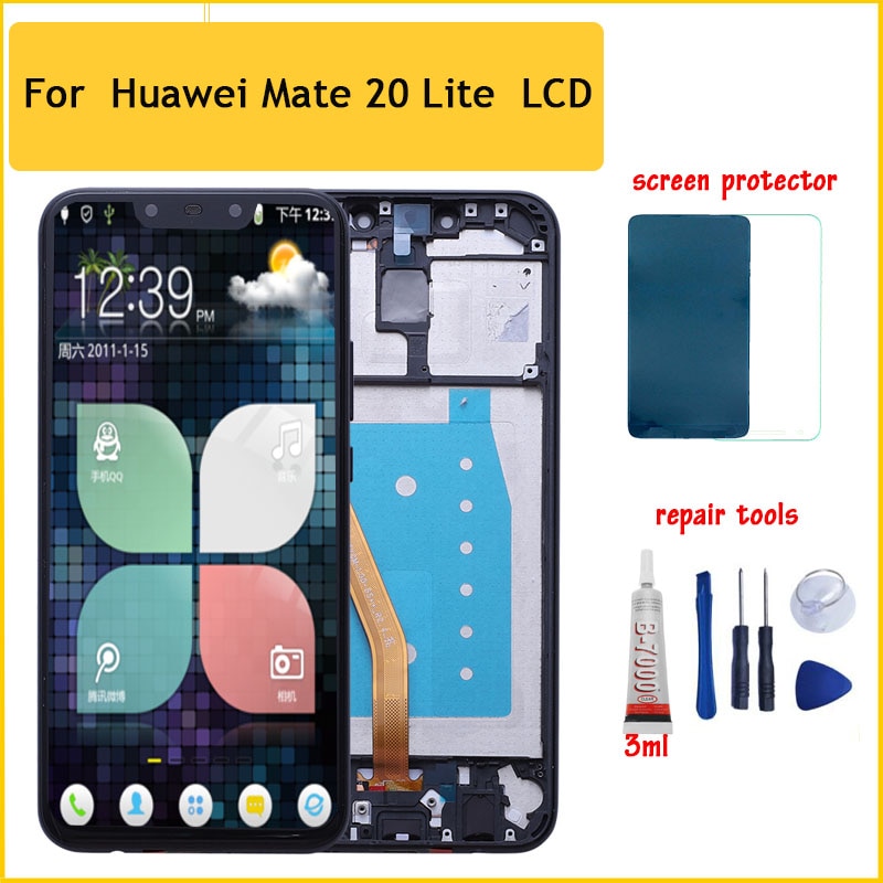 Het beste voor huawei mate 20 lite lcd-scherm touch digitizersne -lx1 sne -l21 sne -lx3 sne -lx2 l23 lcd reparatie + frame + gereedschap