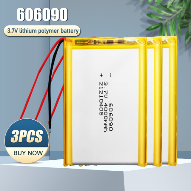 606090 3.7V 4000mAh Rechargeable Li-ion Lithium Polymer Battery For GPS PSP DVD Power Bank Tablet PC Reading Machine LED Lights: 3PCS