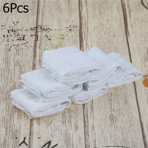 Paño cuadrado blanco de microfibra de algodón para el coche, paño de limpieza para el hogar, cocina, suministros para el hogar, 25x25cm, 2/6/10 Uds.: 6Pcs