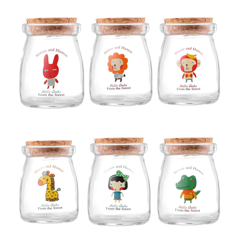 6PCS Yogurt Jars Clear Glass Pudding Jars With Lids Yogurt Glass Jar Container