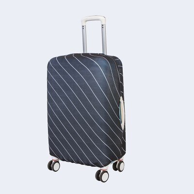Striped Luggage Cover - Elastic Suitcase Protector - Polyester - 25x60x45cm - Travel Essential: Black / S