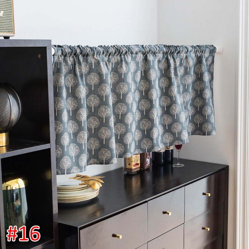 Hanging Short Curtain Floral Half-Curtain Plaid Window Drapes Polyester Half-Curtains for Kitchen Cafe Living Room Decoration: S16 Short Curtain