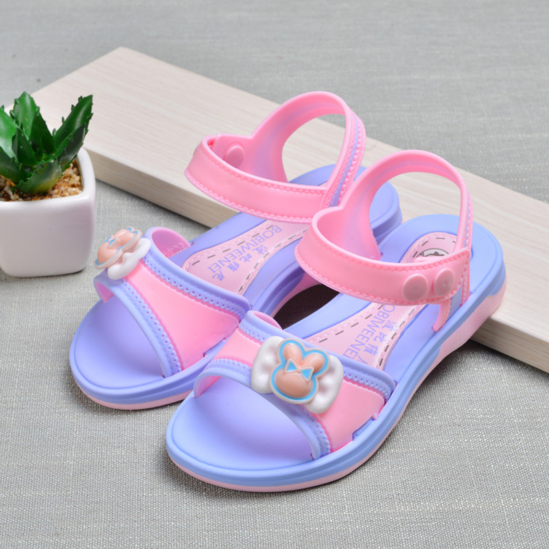Girls sandals summer kids jelly shoes princess sandals children soft bottom jelly sandals school students girls beach sandals: blue / 13.5