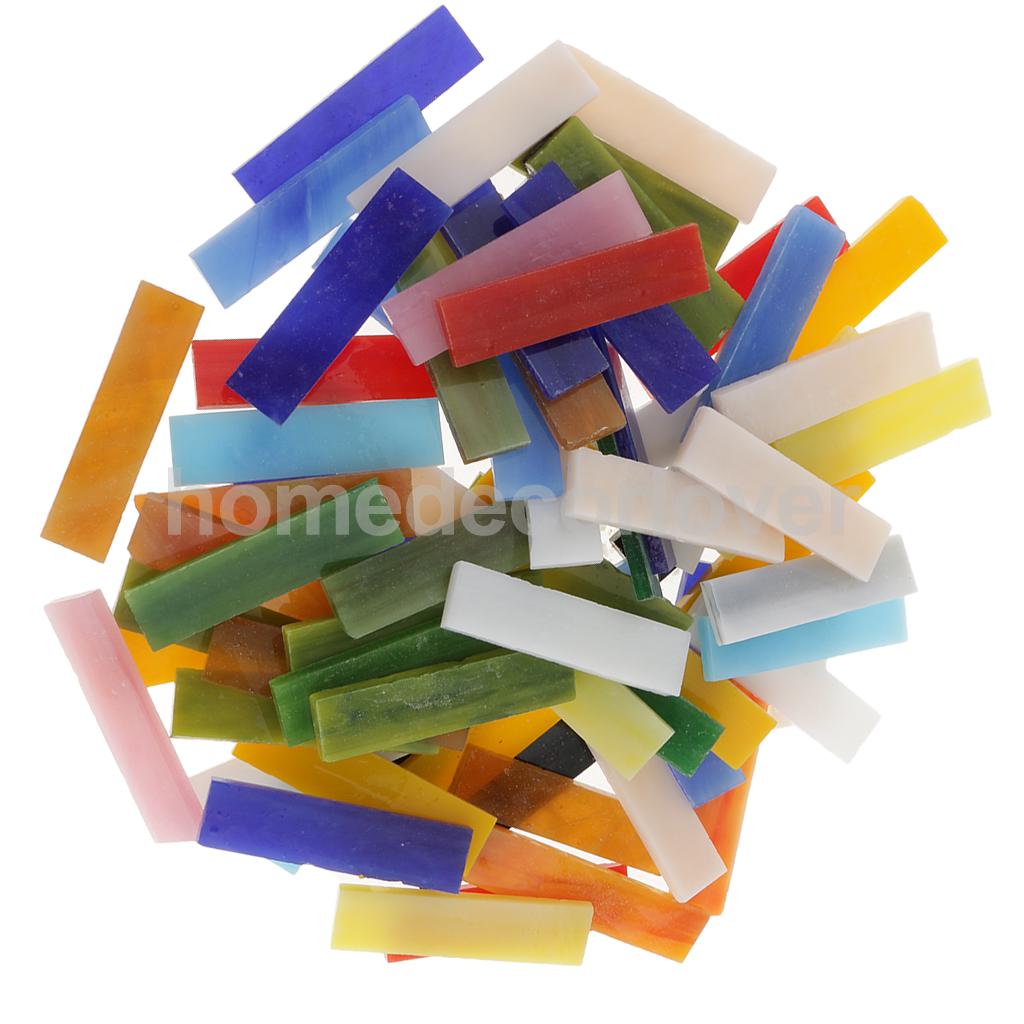220pcs Assorted Size Rectangle Vitreous Glass Mosaic Tiles Pieces for Art DIY Crafts Material