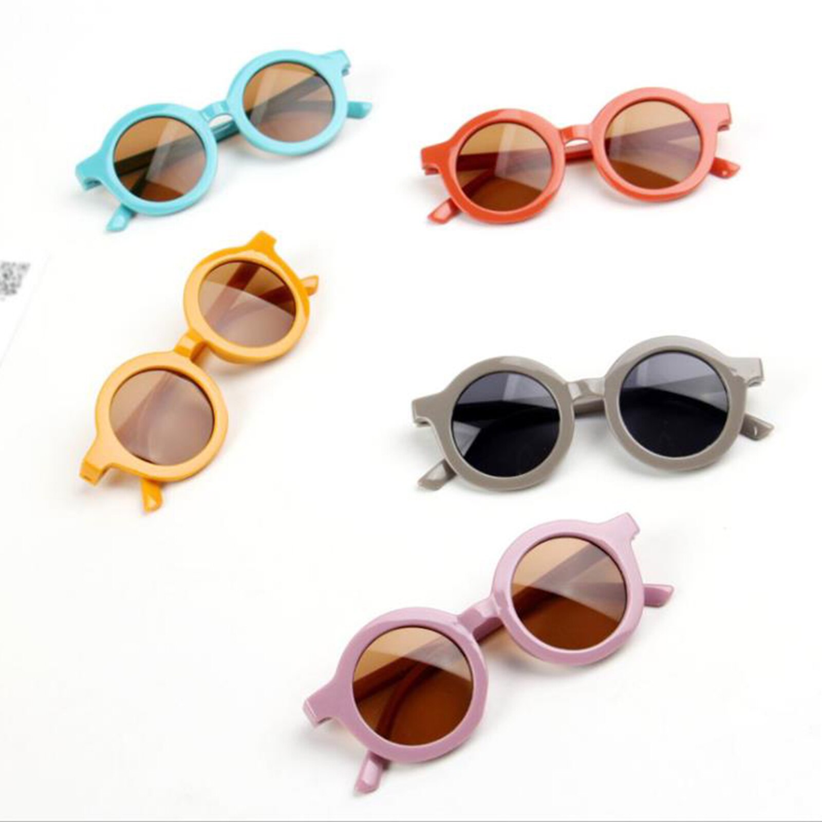 Kinderen Zonnebril Mode Eenvoudige Zuigeling Retro Leisure Ultraviolet-Proof Ronde Gemak Bril Lenzenvloeistof Voor Kids