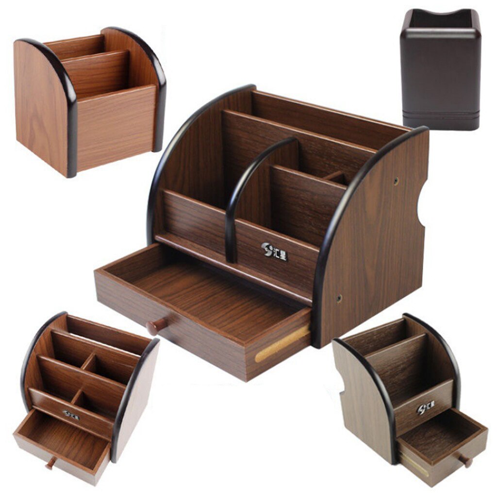 3-in-1 Pen Holder Bookends Drawer Desk Organizer Multiples Compartments for Organising Home Office Study Desk