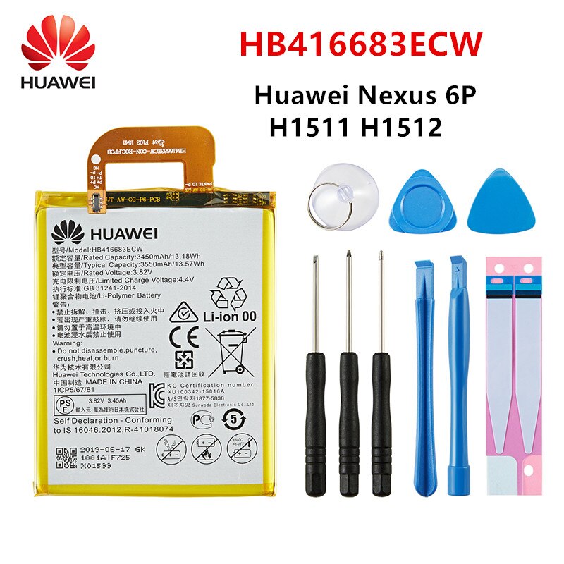 Original Huawei batería para HUAWEI Mate 9/Mate9 Pro/10/10 Pro /P20/P20 Pro/honor 8 9 10 Nova/Nova 2/Nova 2 Plus/Nova 3: HB416683ECW Tools