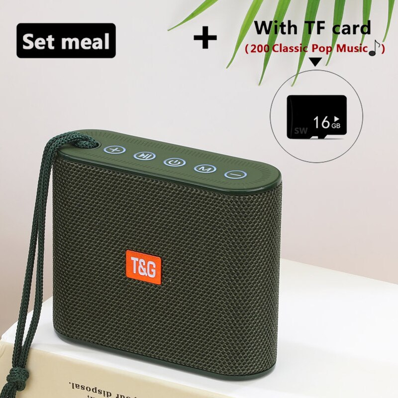 Mini Altoparlante del Bluetooth Portatile Piccolo Colonna Wireless Music Center Subwoofer BoomBox 3DStereo Altoparlanti USB per I Telefoni con TF di FM: ArmyGreen TF card