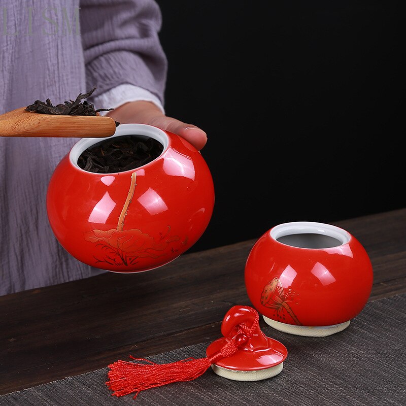 Factory direct features Fulu ceramic tea jar storage jar festive set high-end box