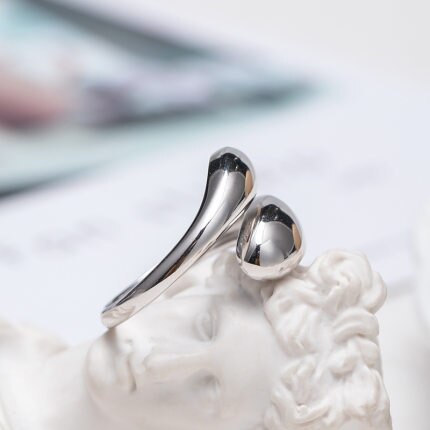 HUANZHI 2020 nowy modny kropla wody metal podwójna warstwa krzywa drążą nieregularne krzywa pierścień dla kobiet impreza modna biżuteria prezent: 4