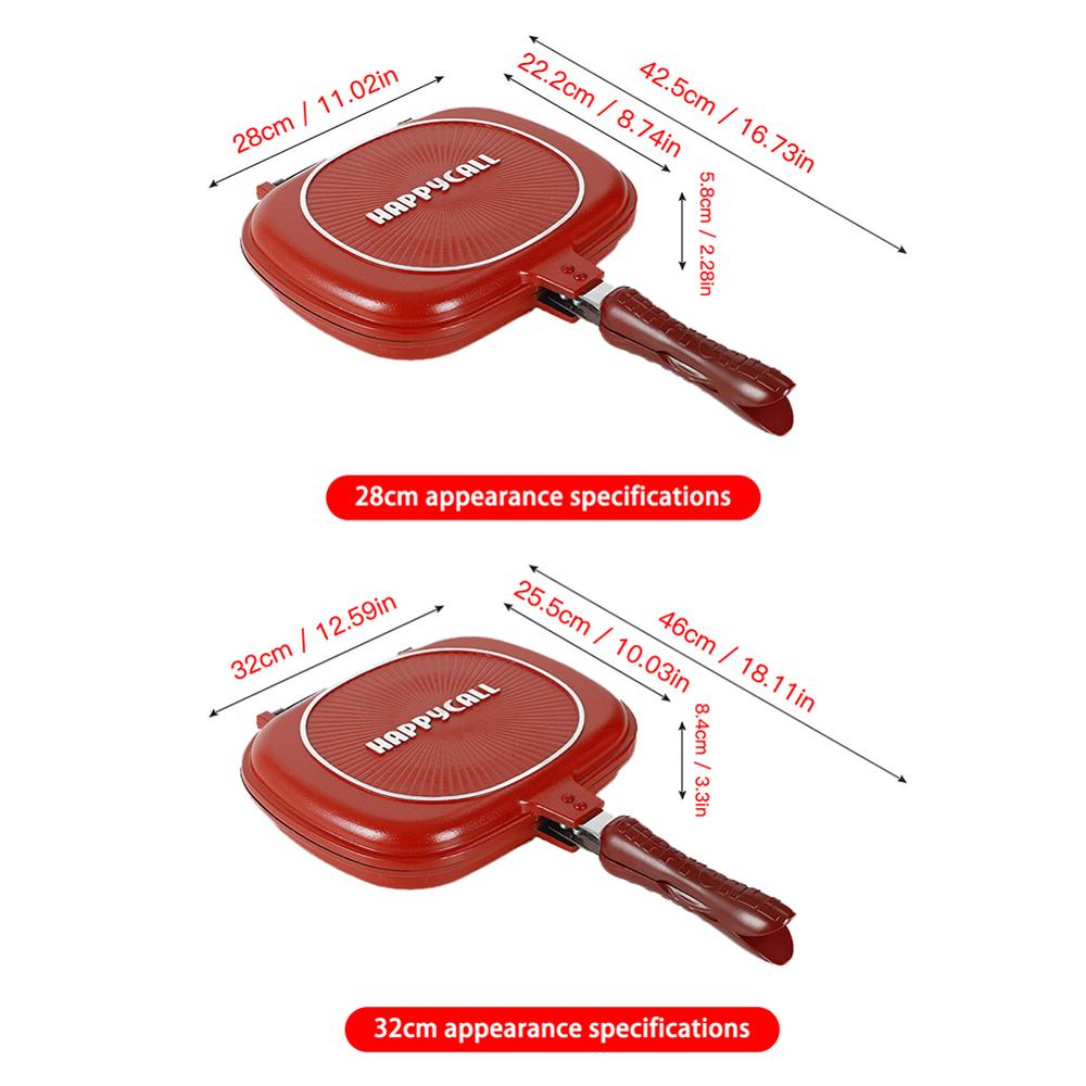 32cm/28cm Frying Pan Non-stick Double-sided Barbecue Cooking Tool For Home Diy Grill Fry Steak Cooking Pancake Tool Kitchen Pan