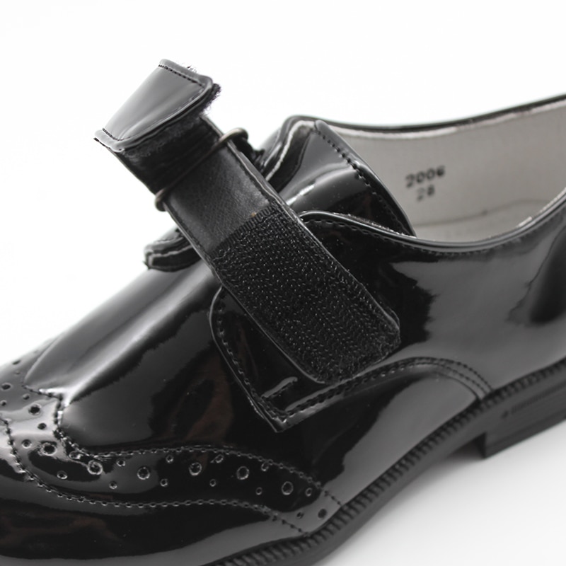 Enfants garçons noir brevet richelieu chaussures formel Smart crochet & boucle garçons enfants formel Smart boucle mariage Page garçon chaussure