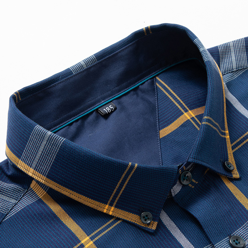 8XL 7XL Plus big size Cotton Oxford Casual Soft Fit Plaid Long Sleeve Dress Shirt Men Spring Retro Style Wear Shirts Blouse Soft