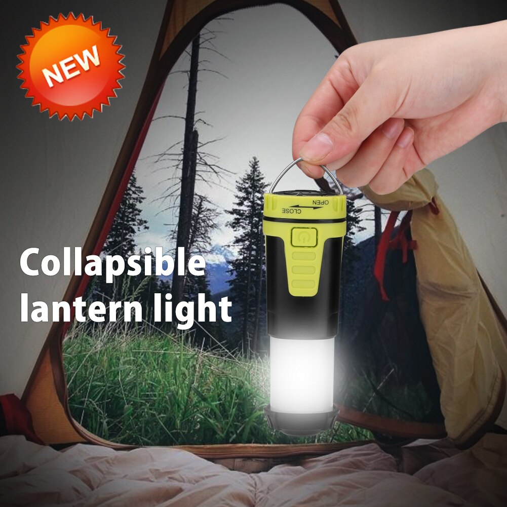 LED Portable Collapsible Camping Light Battery Operated Retractable Camping Lantern 5 Modes Lighting Outdoor Tent Lamp With Hook
