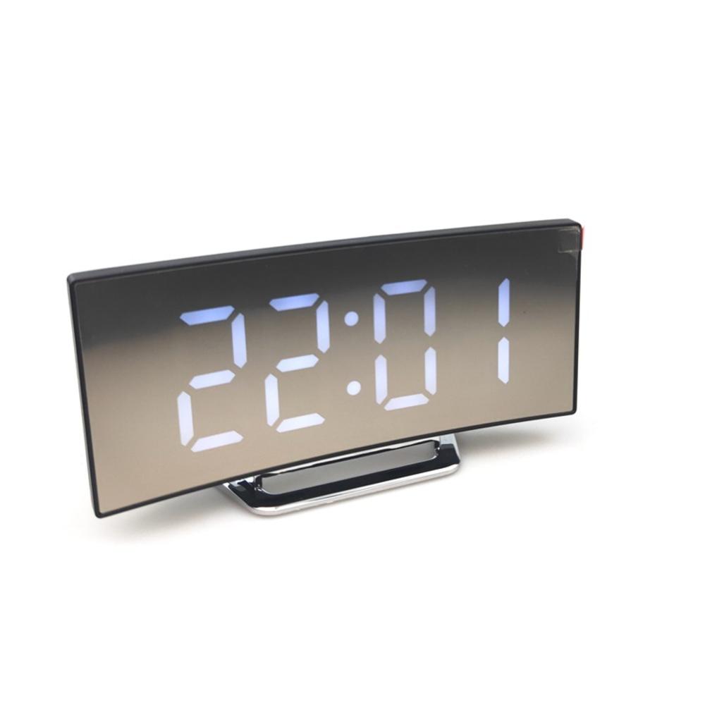 Digital Black Alarm Clock 7 Inch Curved Dimmable LED Digital Clock for Kids Bedroom Green Large Number Clock Lightweight: White