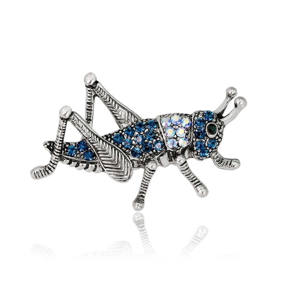 Strass Muis Broche Retro Badge Rugzak Jas Decor Ornamenten Rhinestone Animal Broche Pins: Grasshopper